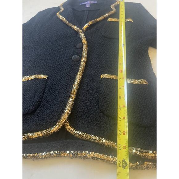 Ralph Lauren Purple Label Runway Blazer Gold Beaded Silk Knit Evening Jacket L - Picture 15 of 16